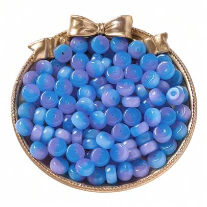 Circular Resin Imitation Jade Straight Hole Abacus Bead Halo Dyeing Pier Bucket Bead Scattered Bead Flat Bead DIY Bead Material Accessories