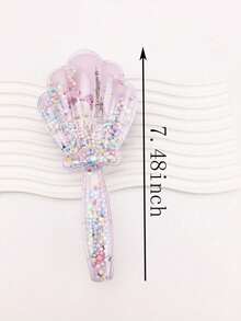 1pc Cartoon Transparent Foam Glitter Anti- Curl Enhancing Massage Hair Comb, Portable Shell Comb - Multicolor - View 12
