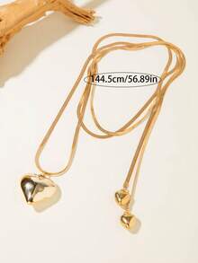 1pc Exaggerated Golden Heart Pendant Necklace, Unique Gift For Women Parties - 30537-nek-g - View 7