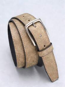 1pc Unisex Fashion Metal Buckle Belt, Minimalist Versatile Belt, Casual Jeans Belt, Business & Leisure Belt - Khaki - View 2