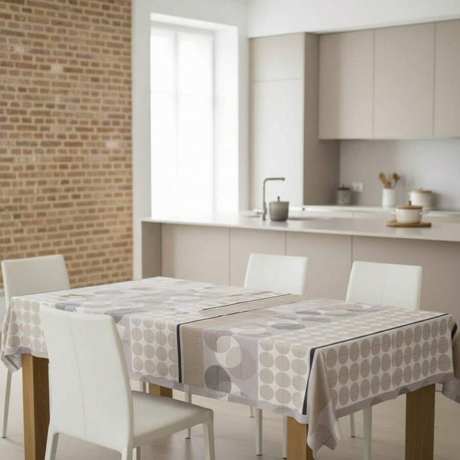 Kiva Modern Design Oilcloth Tablecloth, Stain Resistant And Waterproof, Sizes From 100x140 To 300x140 Cm And Round 140 Cm - Oilcloth Tablecloth For Rectangular And Round Tables - Available In 13 Designs - 選項 11 - 查看 1