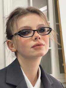 1 Cặp kính gọng hẹp màu đen cổ điển phong cách Y2K Millennium - màu đen - Xem 2