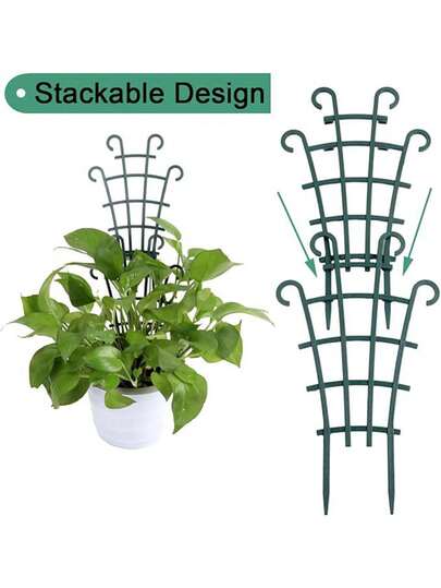 Giàn leo bằng nhựa xếp chồng được, thích hợp cho cây leo, giá đỡ cây trồng trong chậu, áp dụng cho các loại dây leo, Monstera, thường xuân, hoa hồng, hoa clematis, khung leo cho cây trồng trong nhà và ngoài trời, màu xanh lá cây.
