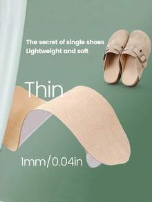 1 Pair Women's Self-Adhesive Non-Slip Barefoot Shoe Insoles, Thin Breathable Cooling Insoles Suitable For High Heels And Sandals - Apricot - View 5
