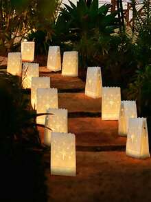 1/10/50pcs Fire-Resistant Luminary Candle Bags, White Candle Bags For Wedding Party Decor With Reusable Material (Candles Are Not Included),Christmas - White - View 2