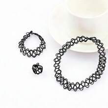 BMOR 3-15件套Y2K弹力纹身项链首饰套装 - 黑色弹力鱼线项链、戒指和手链套装，女士款，90年代复古风配饰 - 彩色 - 查看 2