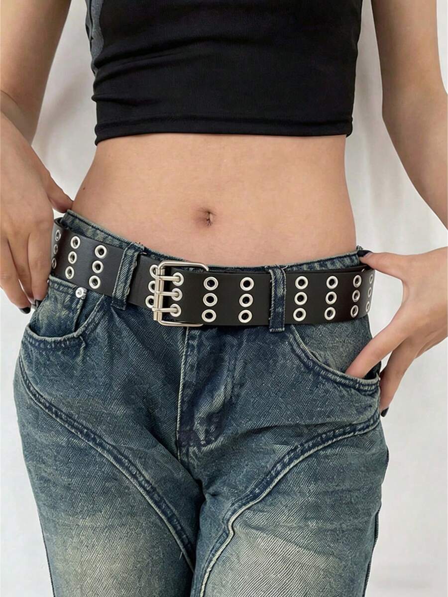 1条男女通用白色双排穿孔腰带，适合作为节日、情人节、圣帕特里克节等场合或派对的礼物，也可日常佩戴。 - 黑色 - 查看 1