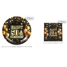 Bộ đồ dùng ăn uống dùng một lần cho tiệc sinh nhật lần thứ 50, đĩa giấy 7/9 inch, khăn ăn, thích hợp cho các buổi họp mặt gia đình, tiệc tiết lộ giới tính, lễ kỷ niệm, sinh nhật, đám cưới, tiệc tùng, dã ngoại. - Nhiều màu - Xem 15