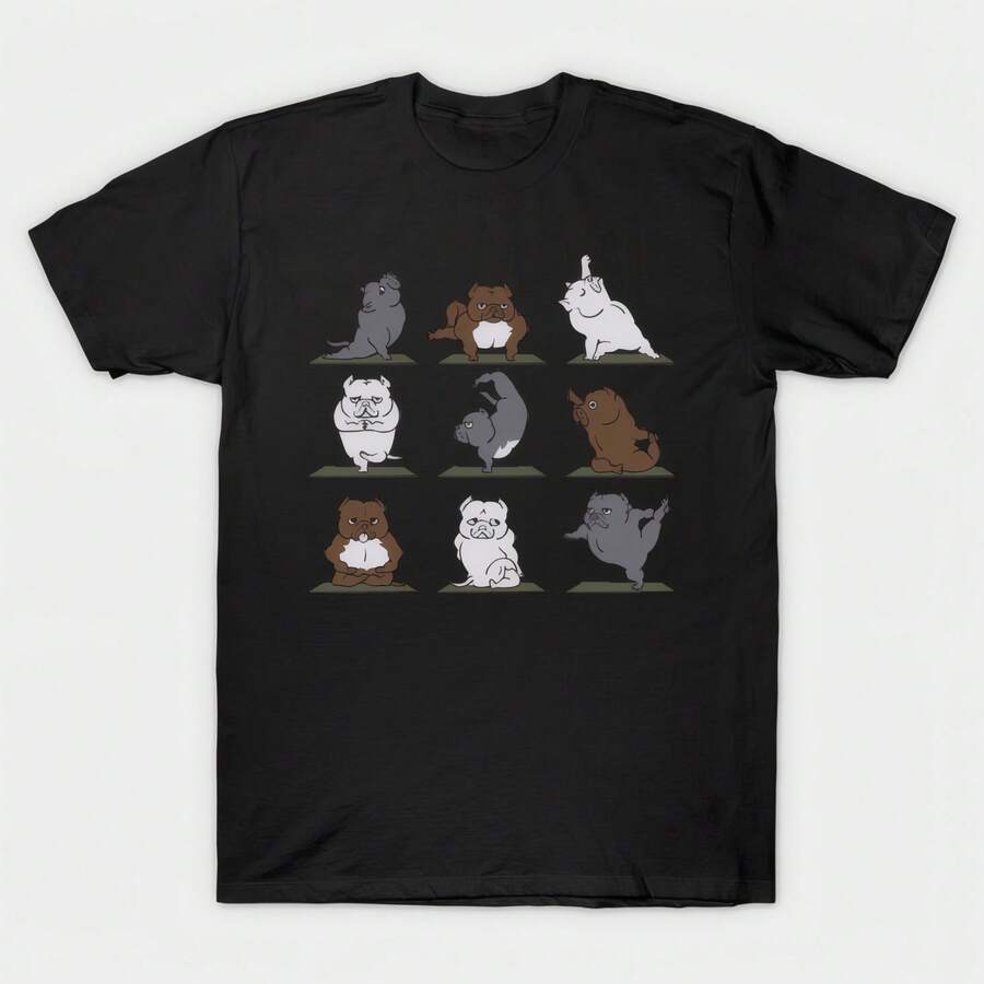 The American Bully Yoga T-Shirt 100% Cotton Unisex T-Shirt - Premium Casual And Comfortable Fit - 黑色 - 查看 1