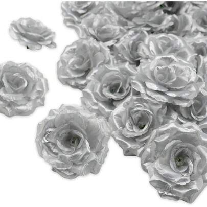 100pcs Deep Pink Rose Flower Heads, Artificial Flowers In Bulk For DIY Crafts, 3-Inch Silk-Like Realistic Rose Decor For Wedding, Home, Party, Shower, Tabletop, Stemless