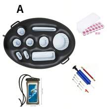 夏季派对套装包含：防水手机袋、方形冰格、充气饮料架、多功能饮料冷却托盘、PVC充气杯垫，适合夏季派对 - 彩色 - 查看 2