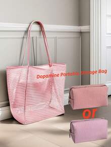 多功能网眼沙滩包，收纳包，单肩包，大容量东南亚风沙滩包，海边旅行包，水上活动收纳包。适用于健身房收纳、海滩娱乐、旅行、购物等场合。 - 彩色 - 查看 6