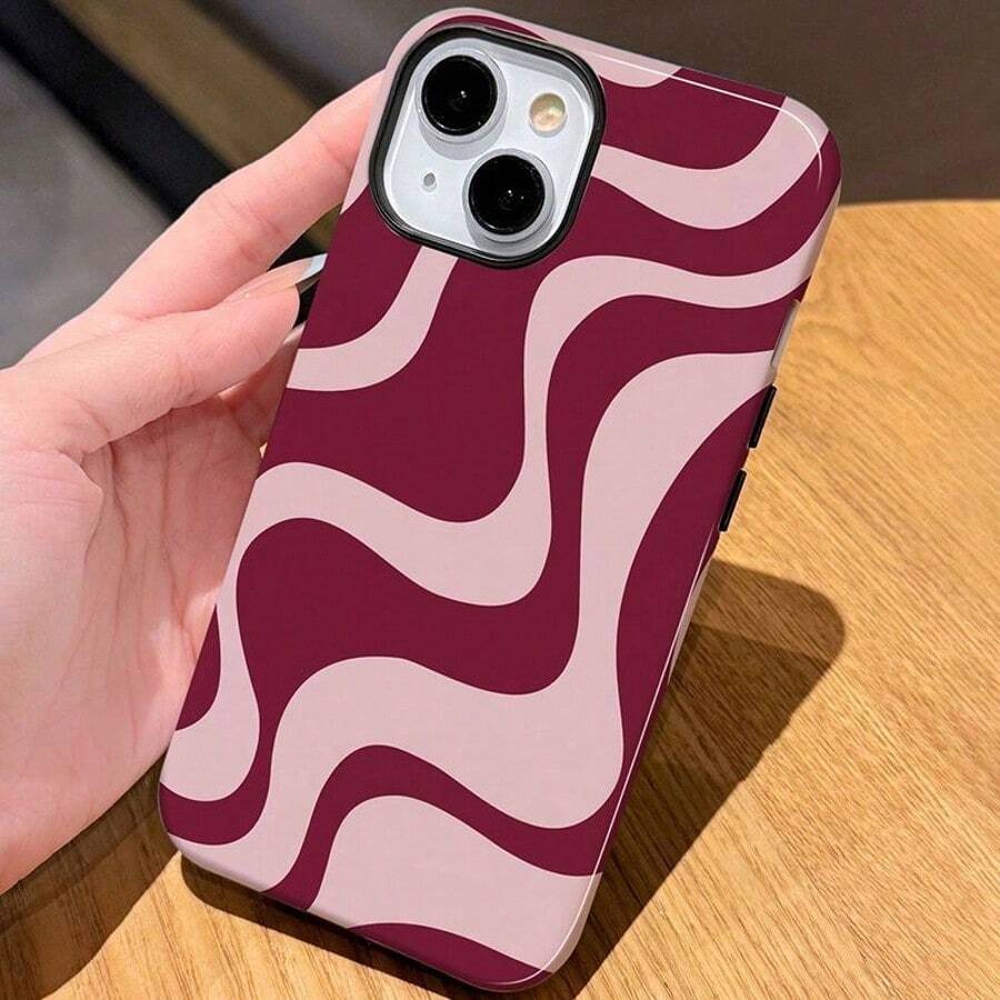 Wave Ripples 1pc Glossy Artistic Water Wave Dual-Layer Protective Phone Case, Compatible With Samsung/Compatible With IPhone 11/12/13/14/15/16/17 Pro Max - Multicolor - View 1