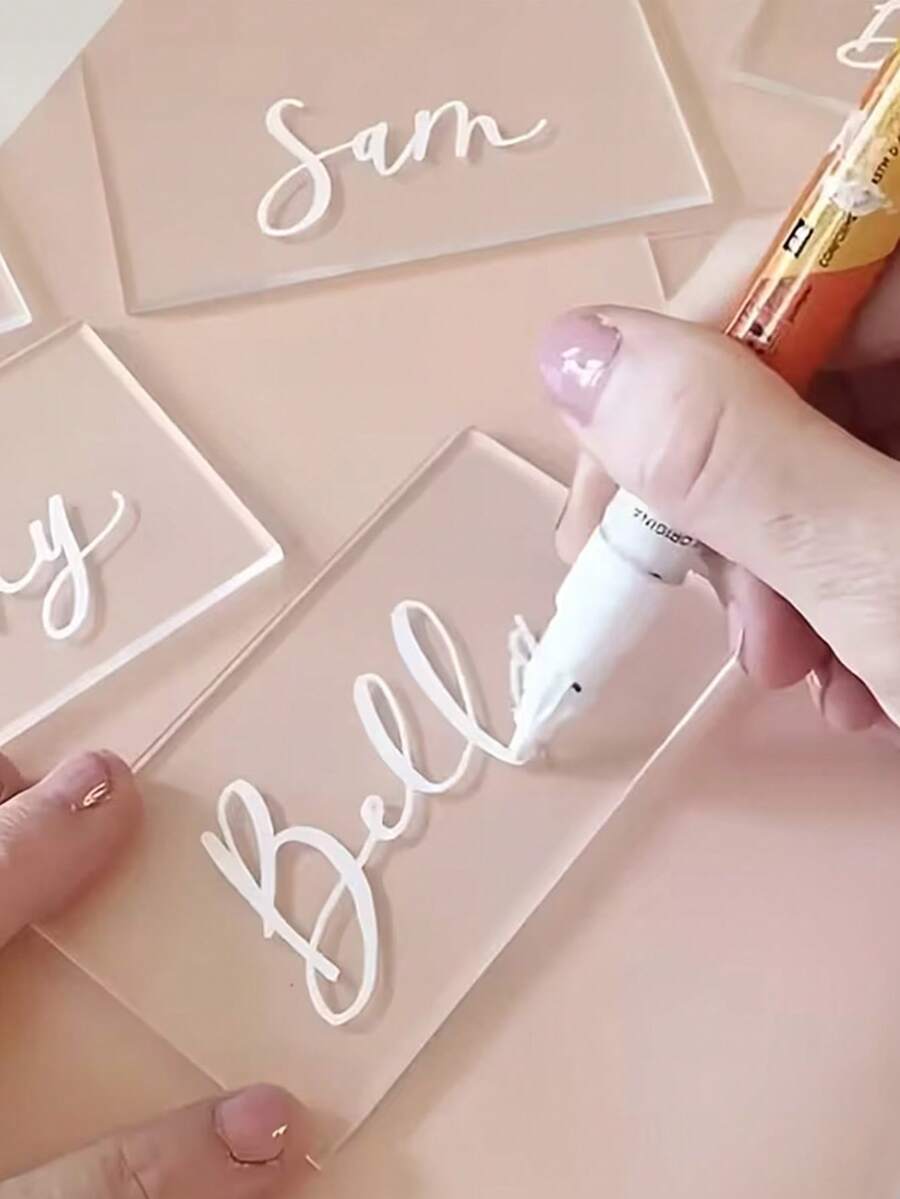 Transparent Acrylic Table Card - Blank Rectangular Place Card Suitable For Wedding, Birthday, Dinner Table Decor - Calligraphy Handwriting Applicable For Clear Labels - Transparent - View 1