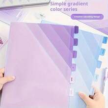Carpeta de archivo con 6 bolsillos transparentes con diseño degradado de verde-azul-morado, tamaño A4, para estudiantes y oficina, almacenamiento de exámenes, organizador de documentos de plástico duradero con espacio para etiqueta - Multicolor - Ver 6