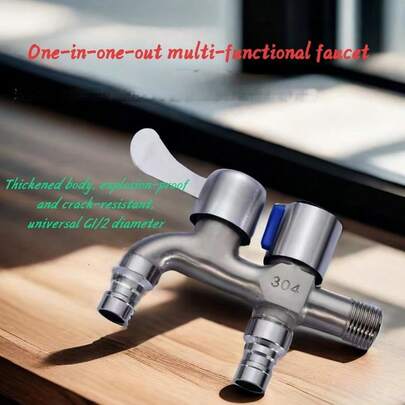 1 set di adattatore per rubinetto in lega rinforzato, connettore per rubinetto di lavatrice - include nastro sigillante impermeabile, interfaccia universale G1/2, bocchetta rimovibile, per rubinetti di casa, cucina, bagno e giardino esterno