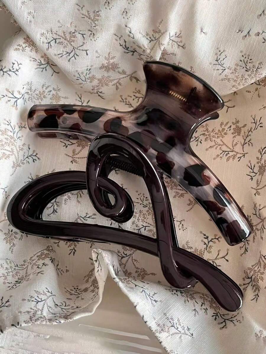 Bộ 2 kẹp tóc/1 kẹp tóc hình trái tim lớn màu nâu in họa tiết da báo, kích thước 11.8cm (4.65 inch), phụ kiện tóc thời trang, đa năng, thanh lịch, tối giản, màu trơn, phù hợp cho sử dụng hàng ngày, đi chơi, dự tiệc, đi làm, đi nghỉ mát, buộc tóc đuôi ngựa, búi tóc, rửa mặt, trang điểm, phối đồ mùa hè. - Nhiều màu - Xem 1