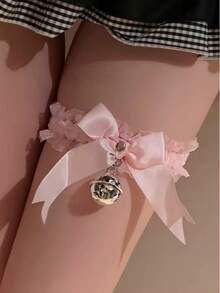 Liguero con campana en forma de corazón y lazo, accesorio de encaje punk para el muslo, collar de gargantilla con cadena, cadena para la pierna - XL-304 - Ver 10