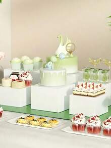 五面亚克力食品展示架，底部中空，适用于早餐、自助餐、婚礼、派对等场合。 - 白色 - 查看 2