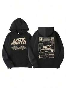 Men's Retro Rock Arctic Monkey Hooded Sweatshirt Hooded Sweatshirt With Music Album PatternHip Hop Large Retro Hooded Sweatshirt2025 - 黑色 - 查看 12