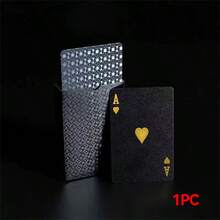 Vintage-Style Black & Golden Waterproof Playing Cards - Handcrafted, Durable Plastic Poker Deck For Board Games & Magic Tricks - Multicolor - View 11