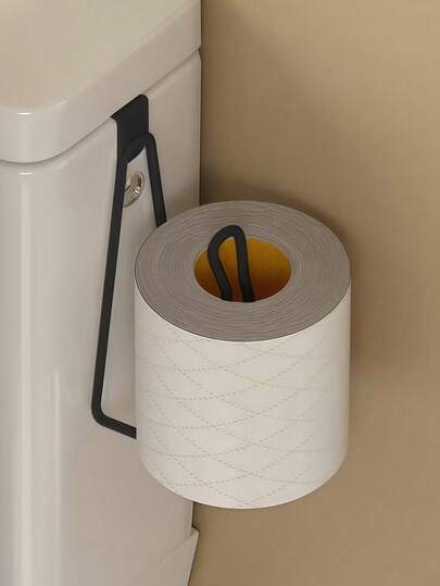 No Drill Door Hanging Toilet Paper Holder, Home & Bathroom Accessories, Garden Decor. Made Of Sturdy Metal With Minimalist Design, Can Hold Toilet Paper, Kitchen Paper Towels, And Hang Shoes. Suitable For Bathroom Cabinet, Kitchen Cabinet, Balcony Railing And More Scenarios.