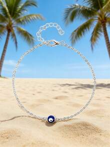 1pc Multicolored Fashionable Bohemian Turkish Eye Design Anklet, Suitable For Women's Daily Wear And Beach Jewelry - Multicolor - View 14