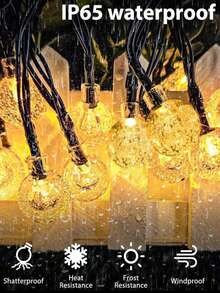 Corda de Luz de Bola de Bolha de Cristal Solar - 5m/7m/12m, 8 Modos de Iluminação, Luz de Fada À Prova d'Água, 20/50/100 LED, Adequado para Pátio, Jardim, Varanda, Balcão, Festa, Árvore de Natal, Gramado, Casamento, Festa, Páscoa, Decoração de Feriado, Luz de Jardim Externa - bolas de bolha movidas a energia solar - Visão 4