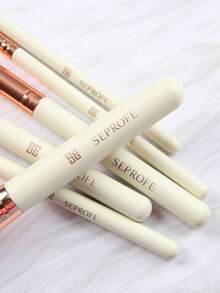 SEPROFE 12pcs Makeup Brush Set, Including Fan Contour Brush, Powder Brush, Foundation Brush, Eyeshadow Brush, Ultra-Fine Fibers Conform To Face Naturally, Professional Full Set Of Daily Makeup Tools - Beige - View 5