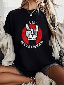 Camiseta 100% Algodón Unisex Lil Metalhead, Linda, Estilo Heavy Metal, para Niños Rockeros - Camisetas Gráficas 100% Algodón para Hombres, Tops de Verano - Negro - Ver 6