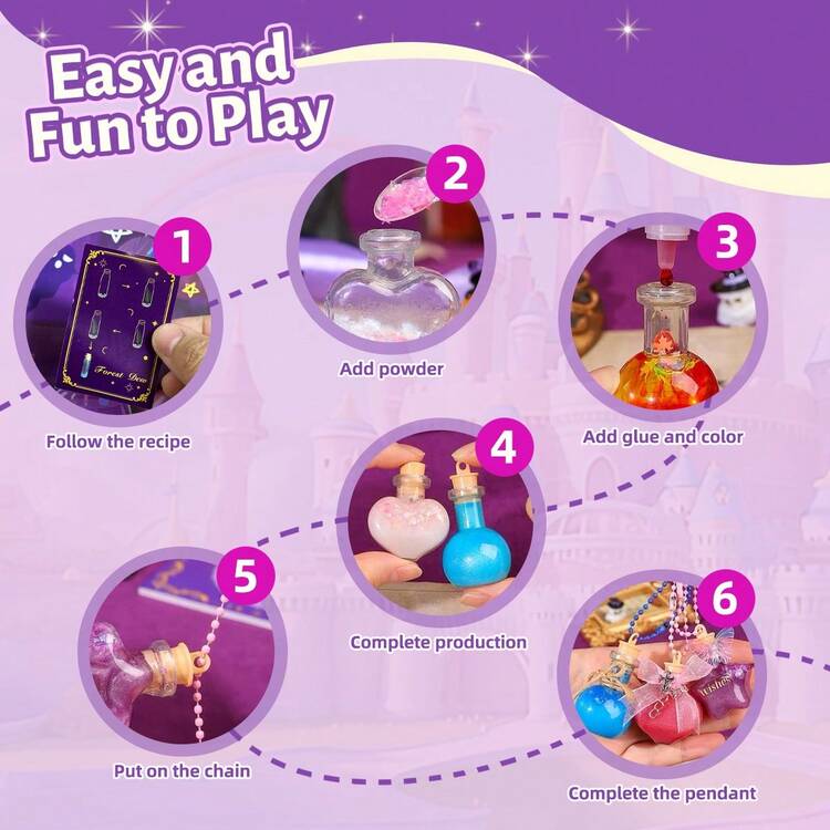 儿童魔法药水混合套装 - 魔法小屋，儿童DIY创意艺术工艺套装，女巫工艺，手工制作，适合6岁以上女孩，复活节、圣诞节、万圣节工艺品，女孩游戏玩具，生日礼物，节日装饰，礼品袋填充物 - 彩色 - 查看 7