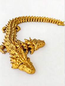 1pc Solid Gold Mythical Double-Headed Dragon , Collectible Gift - Gold - View 2