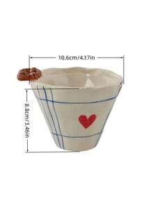 Cabin Kangaroo 1个手工陶瓷杯，3D草莓苹果椒盐脆饼装饰，不规则蓝色格子图案，复古咖啡杯，可爱美观的女士水杯，礼品及日常用品 - 彩色 - 查看 4