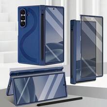 VIETAO 商务内置笔手机壳，兼容三星 Galaxy Fold7、Fold6、Fold5、Fold4、Fold 7/6/5/4，仿皮全包保护套 - 藍色 - 查看 10