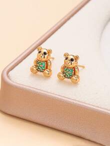 可爱优雅的小熊耳环，日常佩戴完美，也是节日送给朋友的绝佳礼物。 - 綠色 - 查看 5