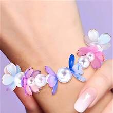 100pcs Mixed Acrylic Gradient Foil Edged Large Sakura Flowers, DIY Craft Materials For Earrings, Hair Clips, Bracelets, Necklaces And Other Handmade Jewelry - Multicolor - View 6