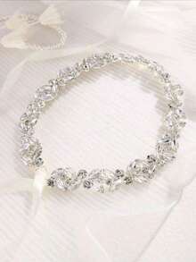 45厘米银色水钻1件新娘腰带象牙色丝带 - 彩色 - 查看 2