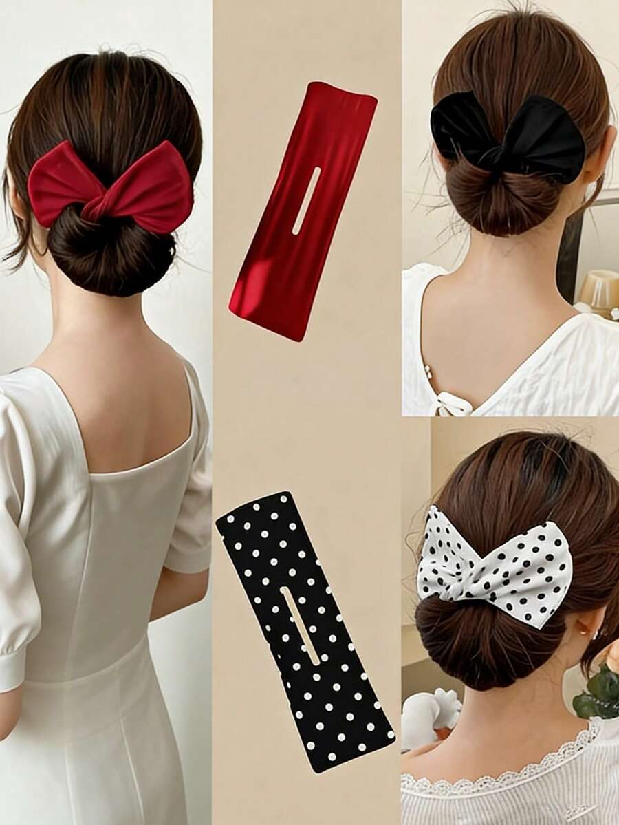 1/4 unidades de elásticos de cabelo com laço, ideais para tranças, coques, penteados presos, cachos franceses, rabos de cavalo, acessórios de cabelo macios e elásticos para uso diário, festas, casamentos, penteados de noiva, presentes de Páscoa, presentes de Dia das Mães, presentes de Natal, verão e viagens.