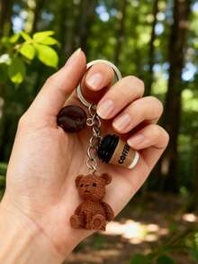 Teddy Bear Coffee Keychain - Y2K Resin Beverage Pendant Suitable For Backpacks And Bags, Cute Coffee Bean Pendant With Metal Ring, Accessory For Teens And Girls [One-Size-1PC-No Gift Box] Creative Gift For Mom, Small Accessory, Mother's Day Gift Idea, Practical Gift For Teachers, Teacher's Day Gift - Multicolor - View 9