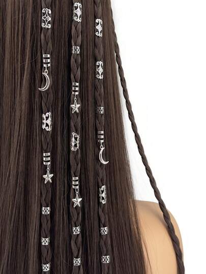 35 Star And Moon Combination Dreadlock Hair Accessories Beads Jewelry Hair Ties Accessories, Gifts For Girls And Women For Dates And Parties