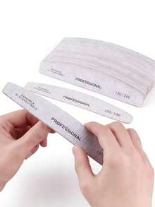 5-Piece Professional Half-Moon Nail File, 180/240 Grit, Suitable For Nail Salon Nail Buffing Block File, Nail File, Sandpaper Board, Nail Supplies, Nail Tools, Nail Art Tools, Nails, Nail Tools, Patch Nail Tools - Light Grey - View 7