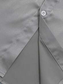 WAIT HIM Men's Satin Short Sleeve Formal Shirt - Silver - View 5