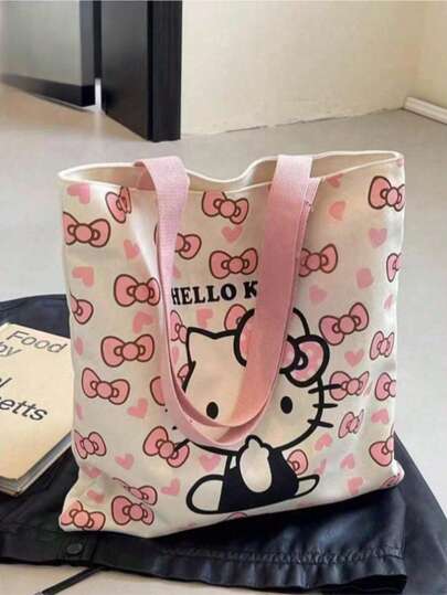 SANRIO Bolsa de almuerzo de lona para mujer, bolsa de regalo de fiesta rosa linda para laptop, bolsa de cosméticos, adecuada para la escuela, viajes, ir al trabajo, compras, portátil al aire libre, gran regalo para amigos, maestros, cumpleaños, vacaciones
