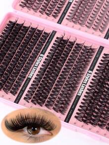 DD Curl Individual Eyelash Extension Kit With Glue, Scissors, Brush For Beginners. 10D/20D/30D/40D/50D/60D/80D/100D/120D/150D Mixed High Capacity Lash Clusters. Suitable For Various Makeup Styles, Natural Mink-Like Fibers, Long-Lasting And Volumizing. Creates 3D-5D Cat Eye And Dramatic Effects. Perfect Eyelash Extension Gift Set For Women. - Watermelon Pink - View 10