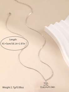 SYMFNY 1件奢华925银迷你立方氧化锆四叶草吊坠项链，女士日常通勤及节日礼物，闪耀优雅百搭配饰 - 項鍊 - 查看 4