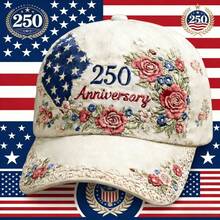 Women's 250th Anniversary Baseball Cap, 3D Floral Print Patriotic Hat For Presidents' Day, Fashionable Versatile Daily Wear Cap With  Patriotic Outfits - A - Xem 6