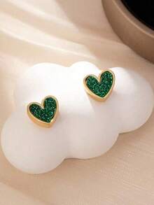 1 Pair Cute & Sweet Petite Heart Shaped Stud Earrings, Suitable For Women's Daily Wear - Multicolor - View 8
