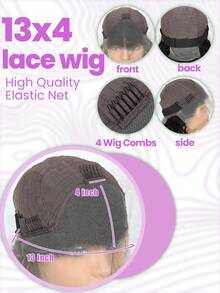 13x4 Wavy Human Hair Lace Front Wig, Chocolate Brown Color, With Baby Hair, 150% Density, #4 Brown Dyed, Transparent Lace Front Wig For Women - S4 - View 7
