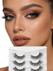7 Pairs Of Cat-Eye False Eyelashes, Fluffy 3D Mink-Like False Eyelashes, Natural Style False Eyelashes, Strip False Eyelashes, Fluffy And Dense False Eyelashes, Resembling Lash Extensions, Charming Thin Curved False Eyelashes - Black - View 6