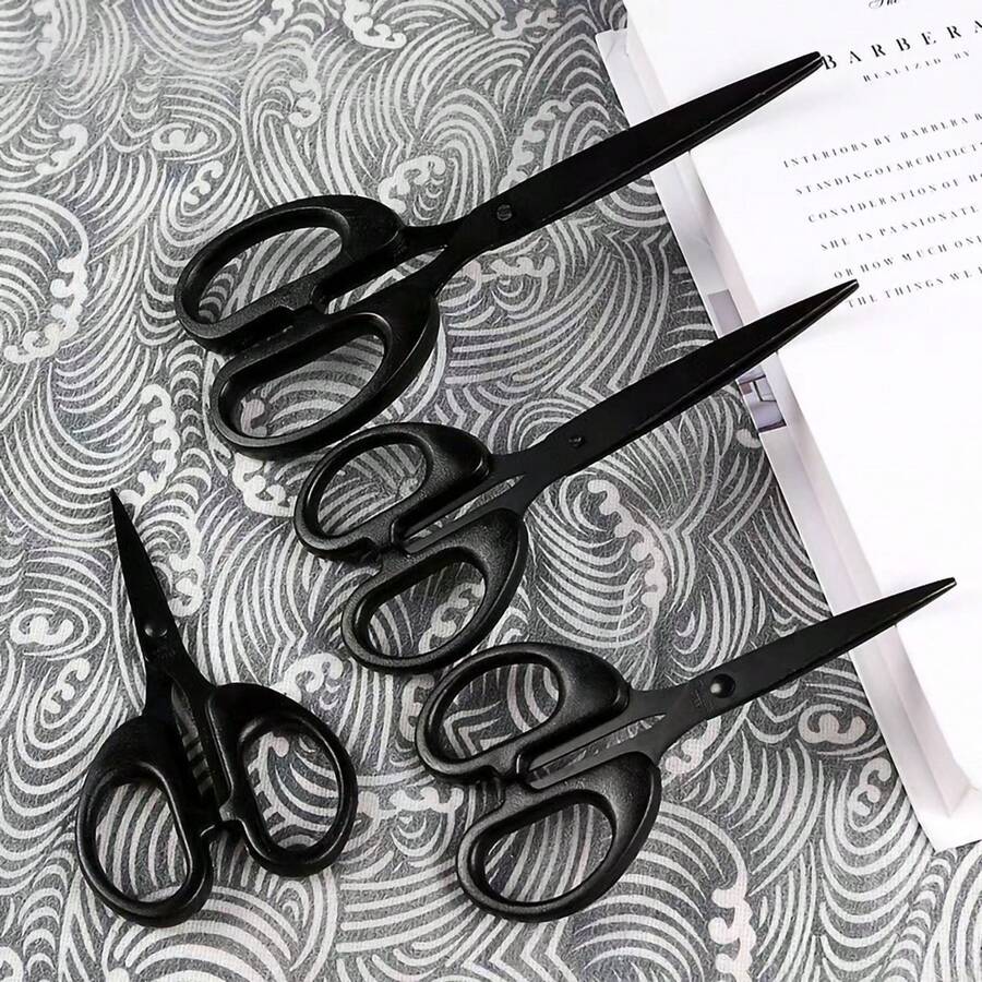 1 pièce Ciseaux noirs extra-larges et robustes, ciseaux de bureau en métal résistant à la rouille avec des lames noires anti-adhérentes, ciseaux de ménage durables pour l'artisanat, fournitures de bureau, ciseaux à tissu, ciseaux polyvalents d'urgence pour l'extérieur, cadeau parfait
